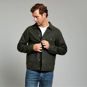 Huckberry Flint and Tinder Waxed Trucker Jacket in Moss Green